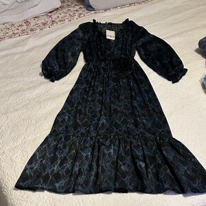 Zara Black and Navy Animal Print Dress